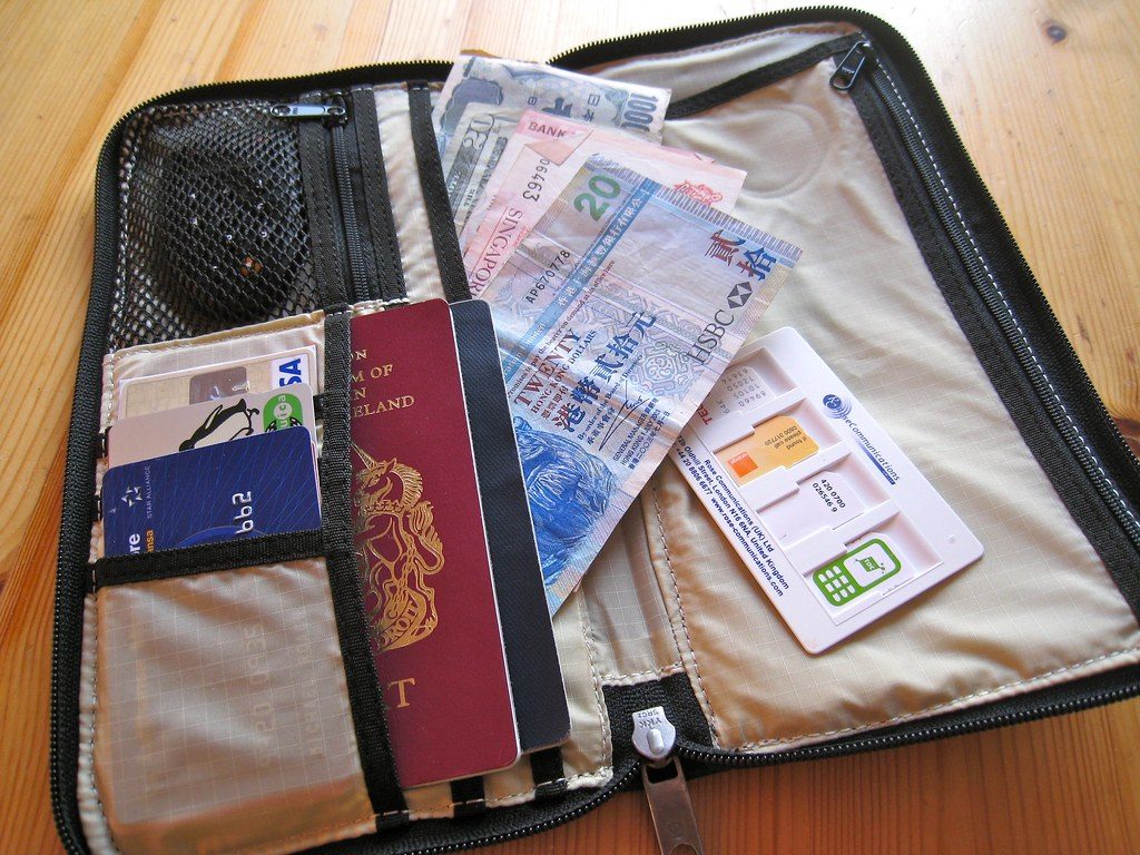 Concealed waistband passport and travel wallet