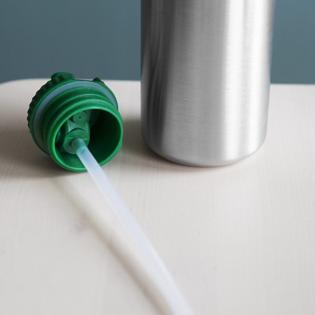 Insulated water bottle w/ flip straw
