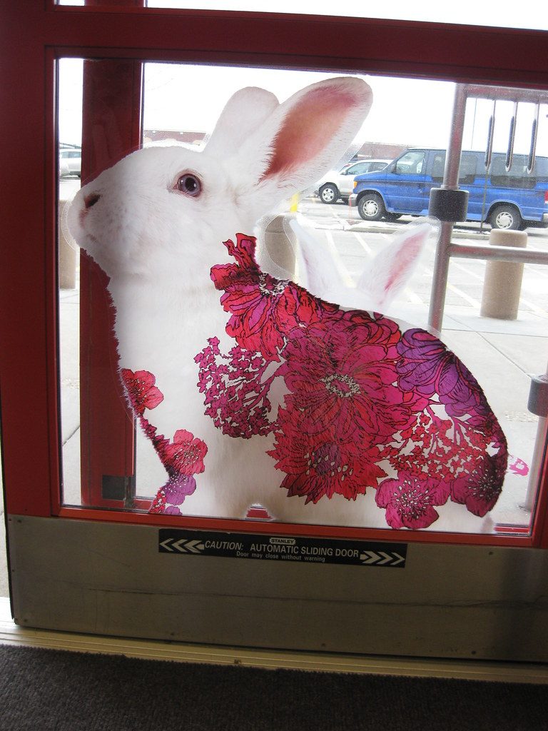 Moon-and-rabbit window-cling set