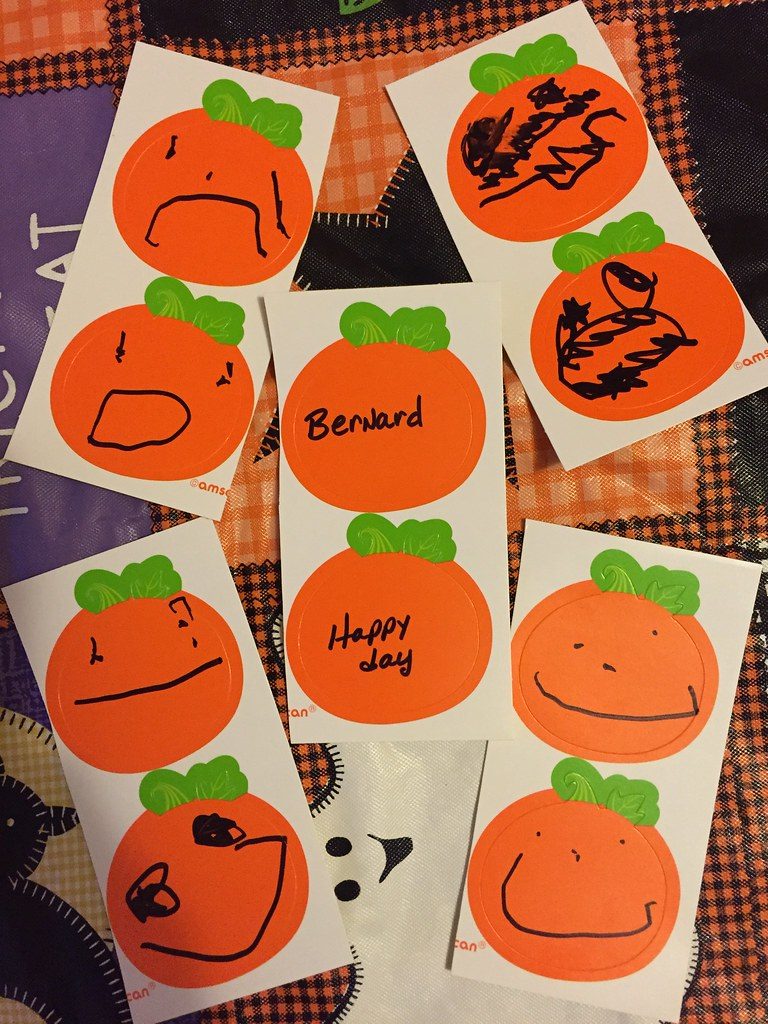 Pumpkin decorating face-sticker kit